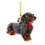 Kurt Adler  Black and Tan Daschund with Red Scarf Glass Ornament