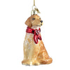 Kurt Adler Golden Retriever with Red Bow Glass Ornament  | Putti Christmas