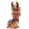 Kurt Adler Yorkshire Terrier with Antlers Glass Ornament | Putti Christmas