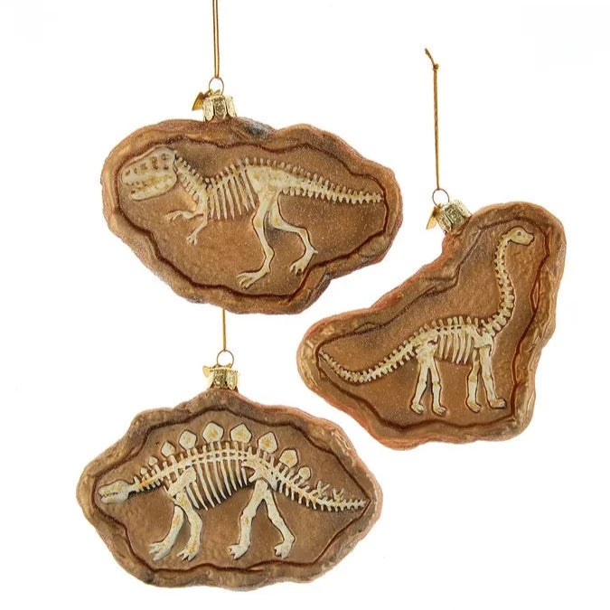 Dinosaur Fossil Glass Ornament