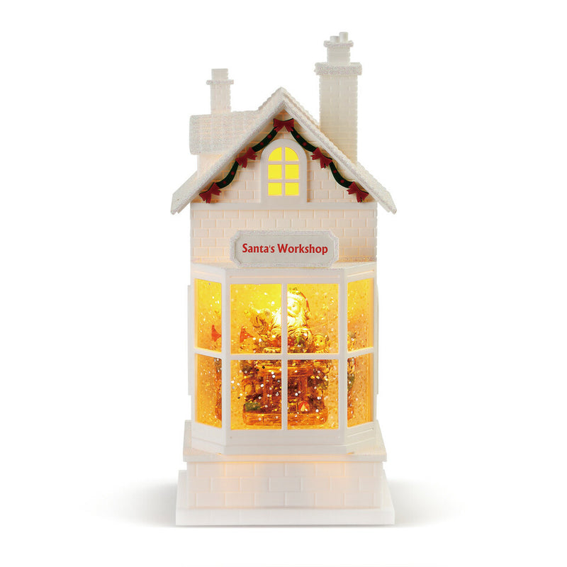 "Santa's Workshop" Musical Perpetual Snow Lantern with Light