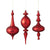 Red Finial Glass Ornament - 3 Assorted