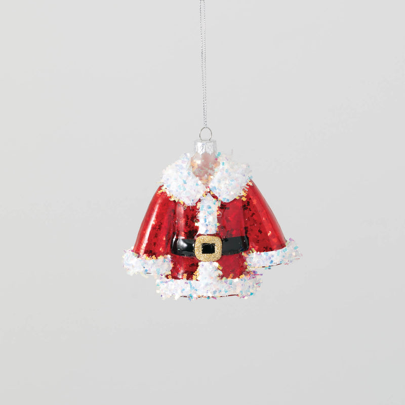 Happy Santa Coat Glass Ornament