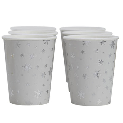 Snowflake Paper Cups  - Silver Foil, GR-Ginger Ray UK, Putti Fine Furnishings