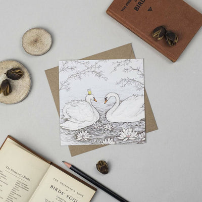 Fay's Studio Swans and Crown Greeting Card | Putti Fine Furnishings