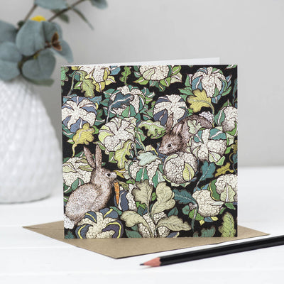 Rabbits and Cauliflower Greeting Card | Putti Fine Furnishings