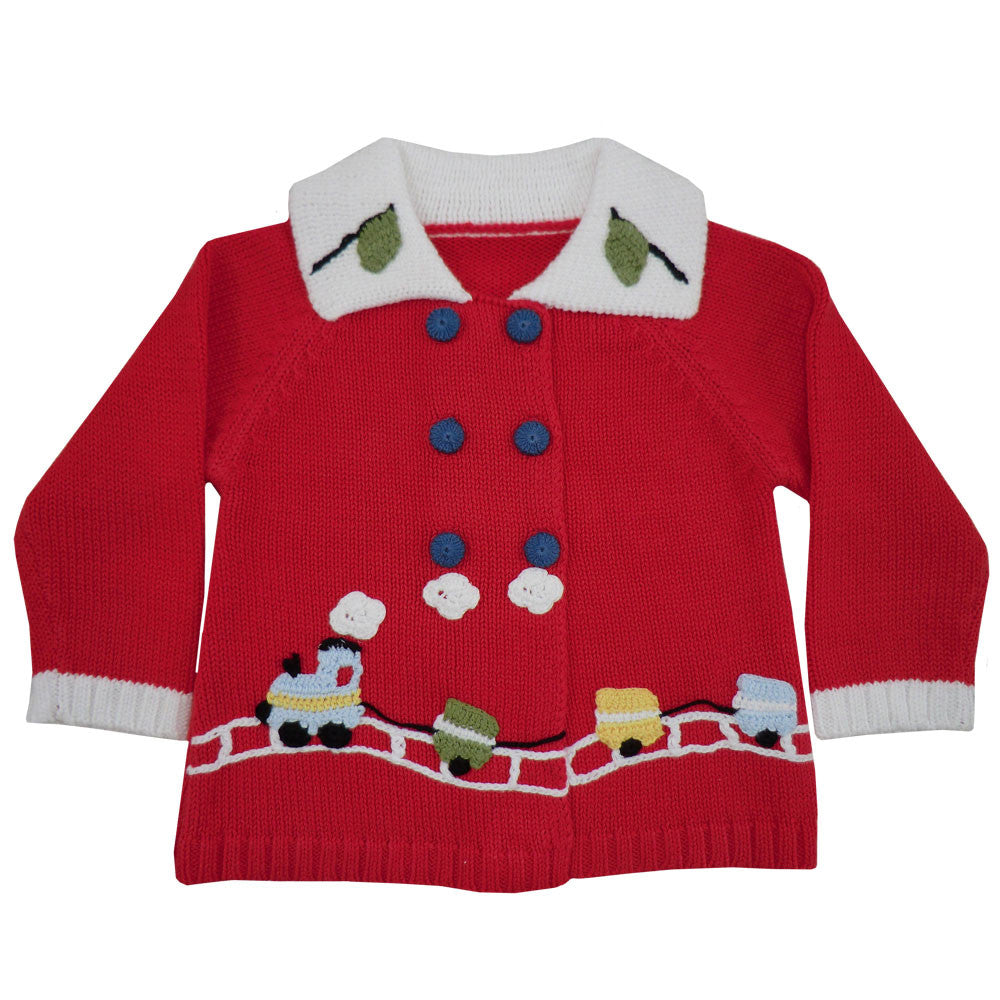  Red Train Pram Coat, PC-Powell Craft Uk, Putti Fine Furnishings