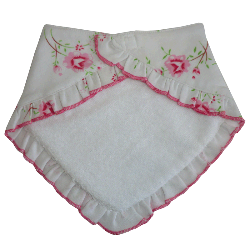  Pink Rose Floral Cotton Jersey Bib, PC-Powell Craft Uk, Putti Fine Furnishings