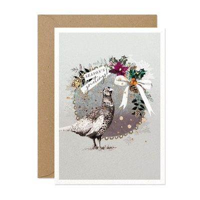 "Season's Greetings" Pheasant Greeting Card | Putti Celebrations
