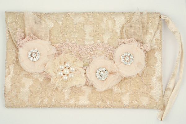 Pink lace clutch bag store