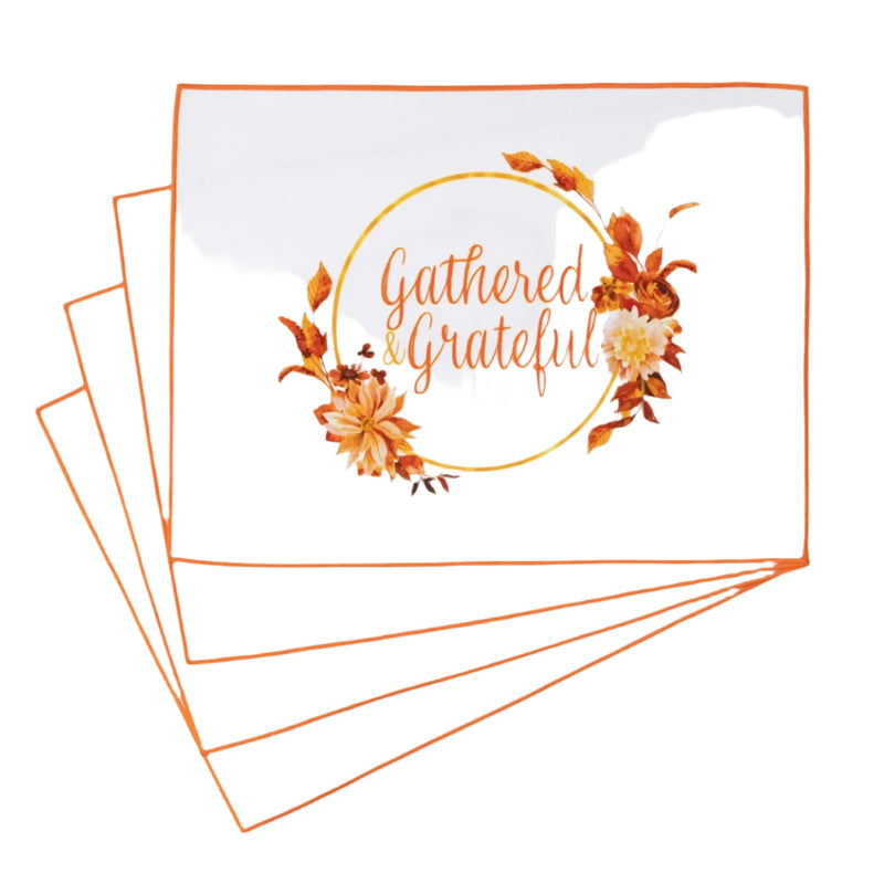 Floral "Gathered Grateful" Thanksgiving Placemat