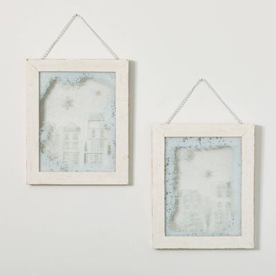 Snow Village Framed Glass Wall Decor