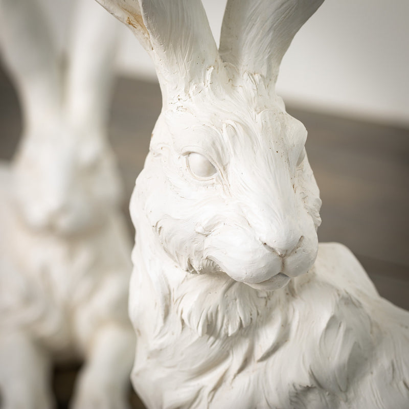 White Hare Figures - set of 2