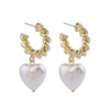 Rope Hoop Earrings with White Pearl Hearts | Putti Fine Fashion