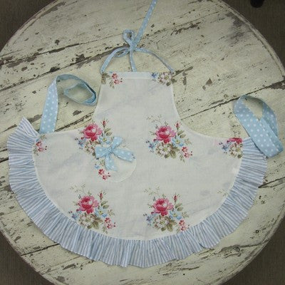 Miss Rose Sister Violet Child's White Posy Bell Apron, MRSV-Miss Rose Sister Violet, Putti Fine Furnishings