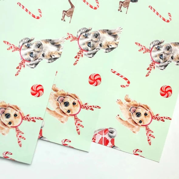Lana's Shop - Mint Christmas Puppy Dog Gift Wrap Roll | Putti Christmas Canada 