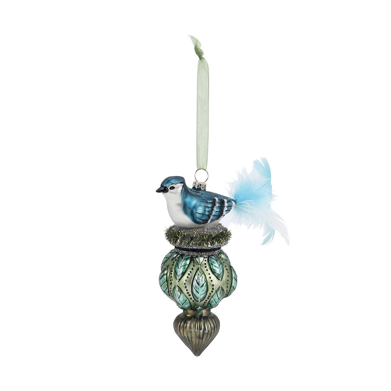 Demdaco Blue Jay Glass Finial Ornament | Putti Christmas 