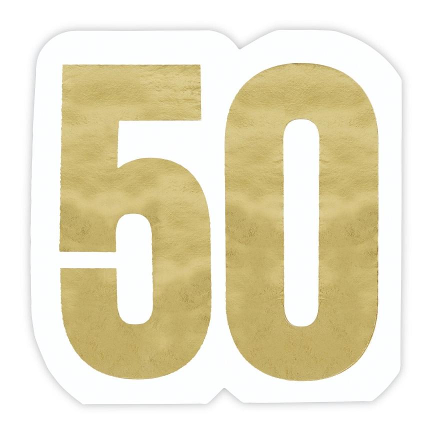 Slant "50" Gold Foil Die Cut Paper Napkins - Putti Party Supplies 