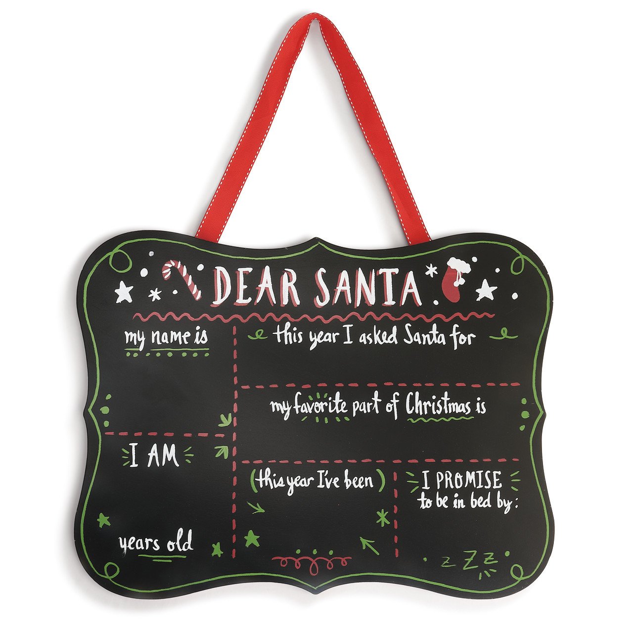 Demdaco Dear Santa Chalkboard | Putti Christmas Decorations 