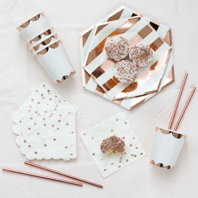 Rose Gold Foil Striped Plates - Large -  Party Supplies - Meri Meri UK - Putti Fine Furnishings Toronto Canada - 2