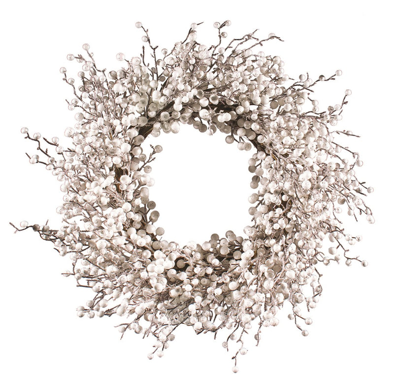 White Glitter Berry Wreath