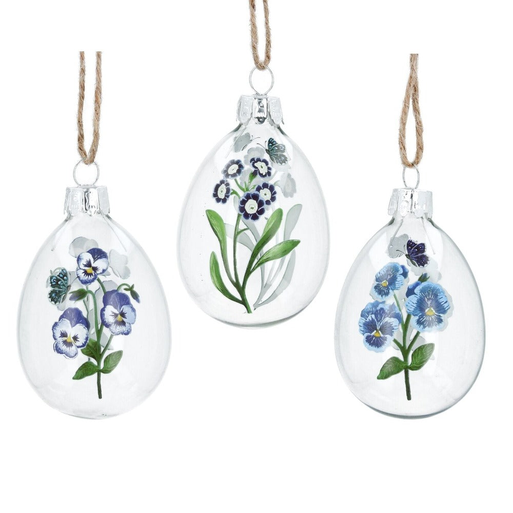 Viola Clear Glass Egg Ornament | Putti Easter Decorations 