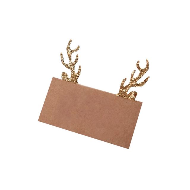 Ginger Ray Gold Kraft Glitter Antler Placecards  | Putti Christmas Canada