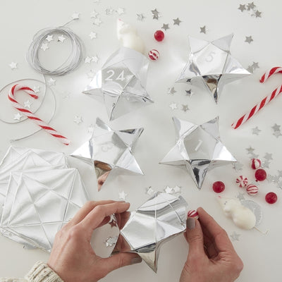 Silver Star Advent Calendar Boxes | Putti Christmas Celebrations