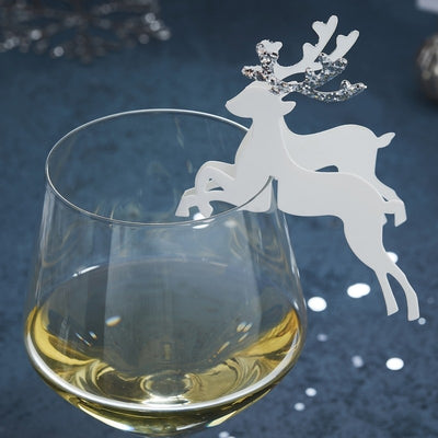 Ginger Ray Silver Glitter Reindeer Glass Decoration - Putti Canada
