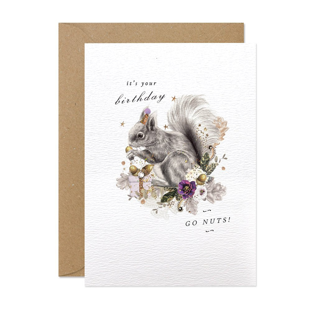 "Go Nuts" Squirrel Greeting Card