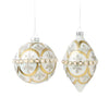 White with Gold and Silver Medallion Glass Ornament