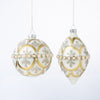 White with Gold and Silver Medallion Glass Ornament