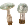Sage Green and Silver Glass Mushroom with Clip Ornament | Putti Christmas