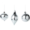 Hand Blown Shiny Silver with Filiments Glass Ball Ornament