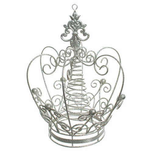 Silver Glittered Metal Crown Christmas Tree topper | Putti Christmas Canada 