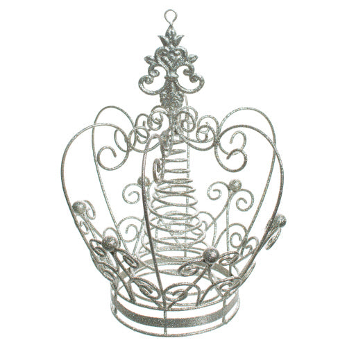 Silver Glittered Metal Crown Christmas Tree topper | Putti Christmas Canada 