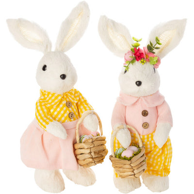 Grass Covered Bunny in Gingham  - Girl | Putti Decorations Canada