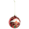Matte Red Glass Ball Ornament with Turtle Doves | Putti Christmas