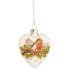 Clear Glass Heart with Robin Ornament