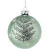 Pale Green with Pine Bough & White Snowflakes Glass Ball Ornament