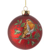 Matte Red with Robin Glass Ball Ornament