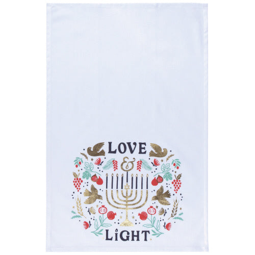 Love & Light Hanukkah Dish Towel | Putti Celebrations 
