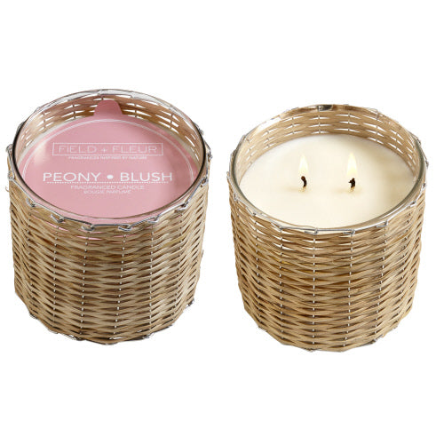 Hillhouse Naturals Handwoven 2 Wick Candle - Peony Blush | Putti Fine Furnishings Canada 