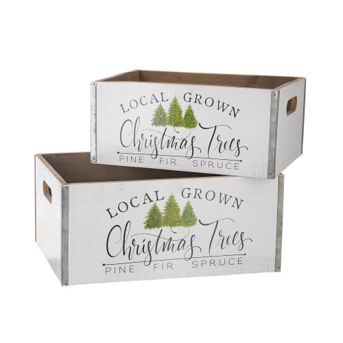 "Local Grown Christmas Trees" Wooden Crates | Putti Christmas 