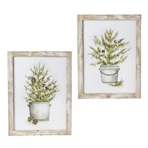 Potted Tree with Birds Lighted Wooden Wall Art | Putti Christmas Canada 