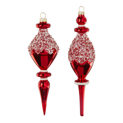 Beaded Shiny Red Finial Ornament