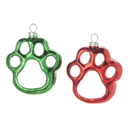 Raz Dog Paw Glass Ornament | Putti Christmas Celebrations 