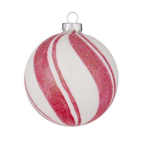 Peppermint Striped Glass Ball Ornament  | Putti Christmas Celebrations 
