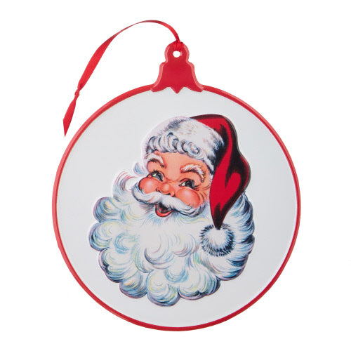 RAZ Imports Santa Embossed Metal Wall Ornament | Putti Christmas 