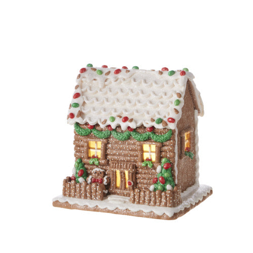 Small Lighted Log Candy Cabin